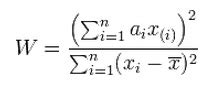 Shapiro Wilk Test Formula