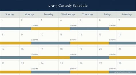 Image of a shared calendar custody schedule