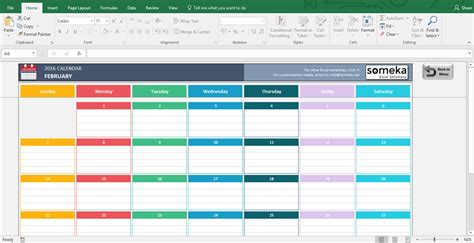 Shared Calendar Excel Template