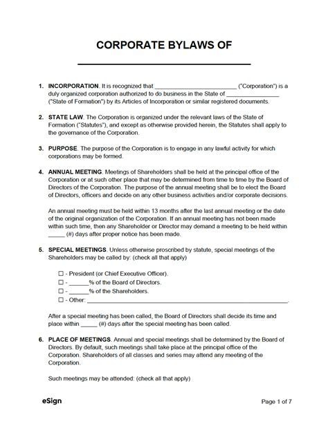 Shareholder Bylaws Template for Word