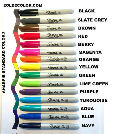 Sharpie Color Chart Reference