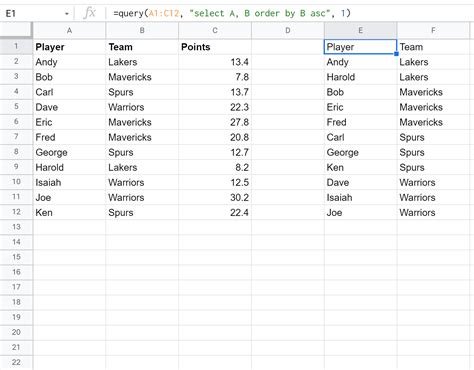 Sheet Query Order By Best Practices