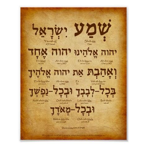 Shema Prayer in Hebrew