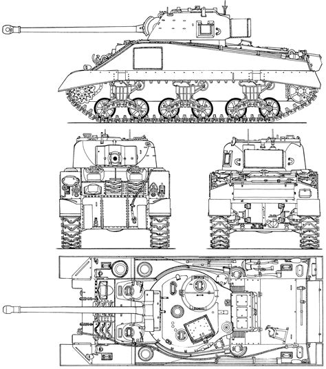 M4A1 Sherman Firefly Technical Drawing