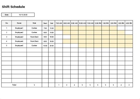 Shift Calendar Template Excel Example 2