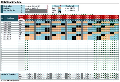 Shift Calendar Template Excel Example 3