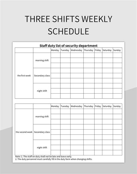 Shift Calendar Template Excel Example 5