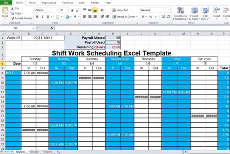 Shift Schedule Template Excel