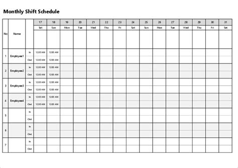 A shift sheet template example