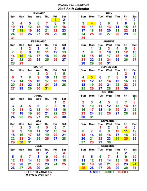 Shift Work Calendar Template Layout 5