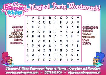 Shimmer and Shine word search