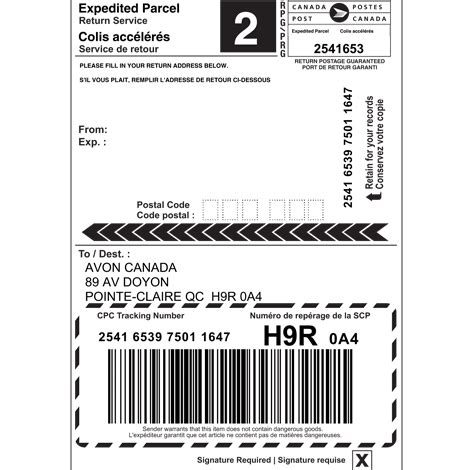 Canada Post Shipping Label Template