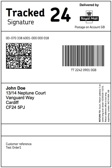 Royal Mail Shipping Label Template