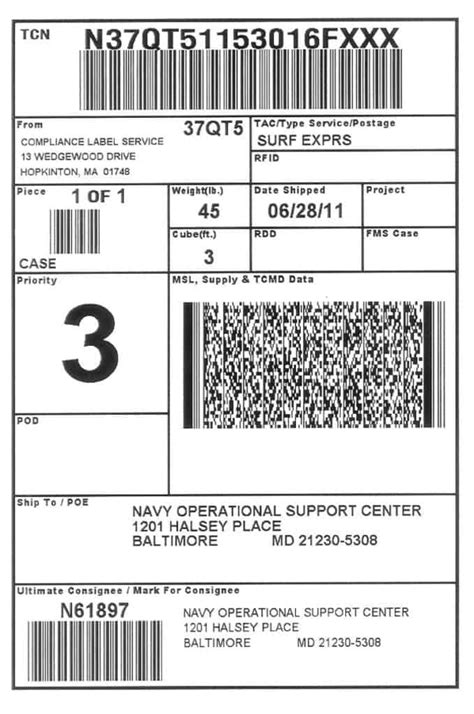 Shipping label templates for international shipping