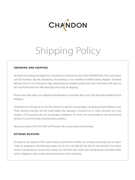 Shipping Policy Template Example 6