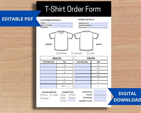 Shirt Order Form Template 2