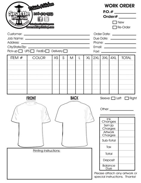 Shirt Order Form Template Example