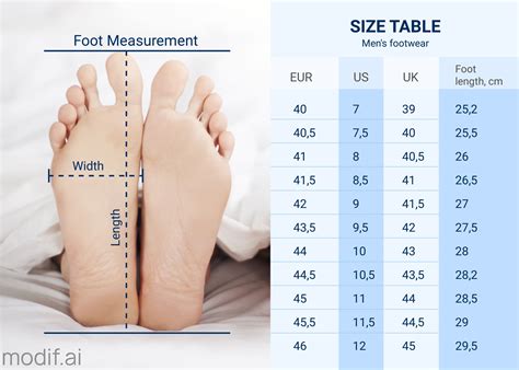 Shoe Size Measurement Chart