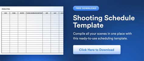 Shooting schedule section of a call sheet