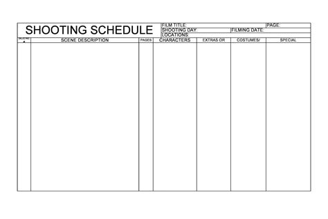 Shooting Schedule Template