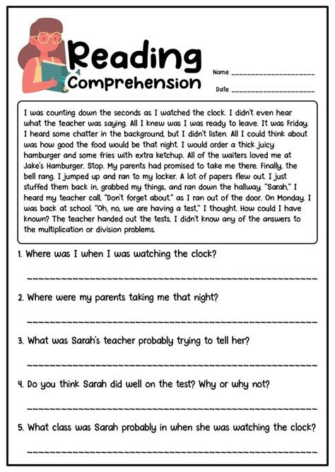 Short stories reading comprehension worksheets