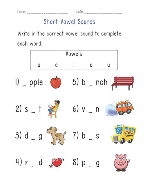 Short Vowel Worksheets Image 1