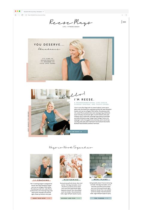 Showit website template for wellness coaches