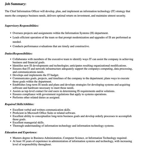 SHRM Job Description Template Example 4