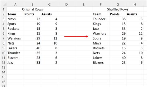 Shuffle Feature in Excel