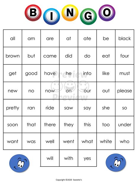 Sight Word Bingo Image 1