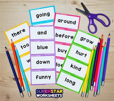 Sight Word Flashcards Colorful