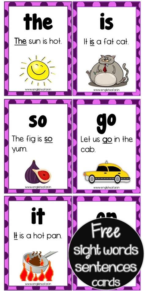 Sight Word Flashcards Sentences