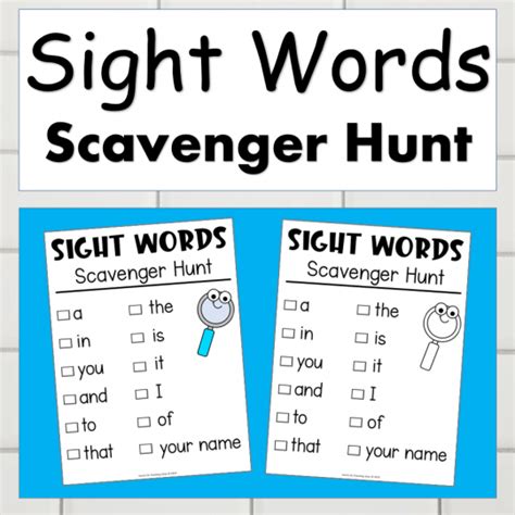 Sight words scavenger hunt gallery