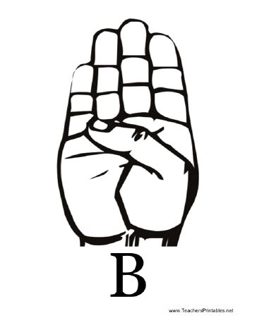 Sign language alphabet letter B