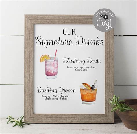 Signature Drink Sign Templates Ideas