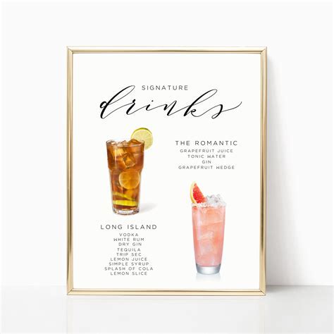 Signature drink template example