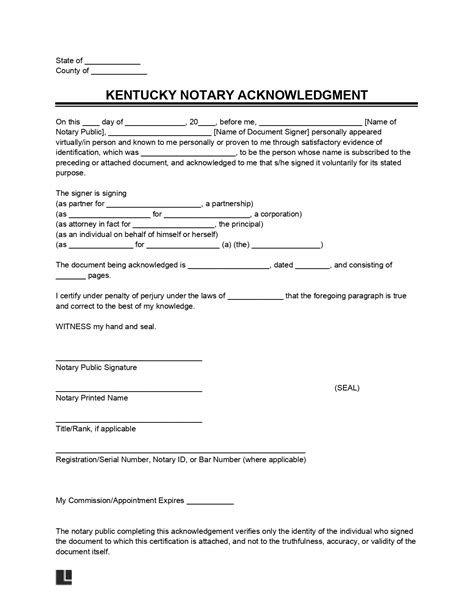 Signed Notarized Kentucky