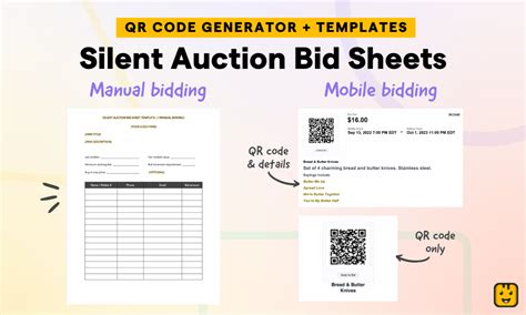 Silent Auction Bid Sheet with QR Code