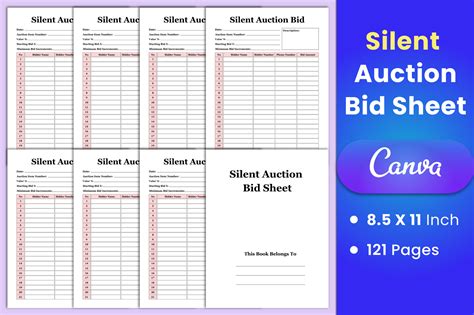 Silent Auction Bid Sheets Canva