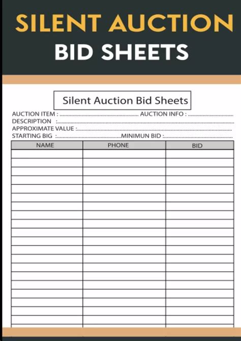 Silent Auction Bid Sheets PowerPoint