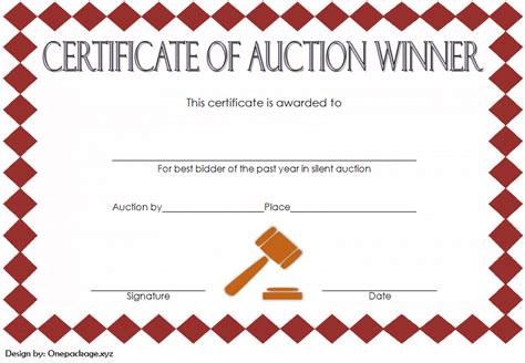 Silent Auction Certificate Template in Google Docs