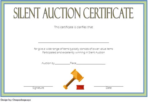 Silent Auction Certificate Template in Microsoft Word