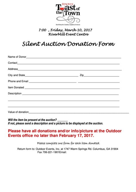 Key Components of a Silent Auction Donation Form