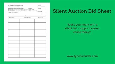 Silent Auction Template in Google Docs