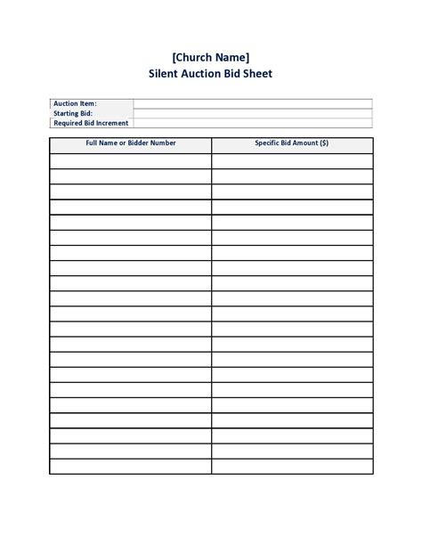 Silent Auction Template Design