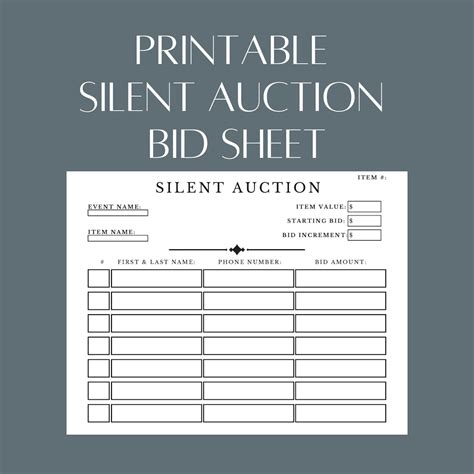 Silent Auction Template Example 1