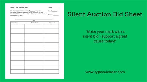 Silent Auction Template Example 4