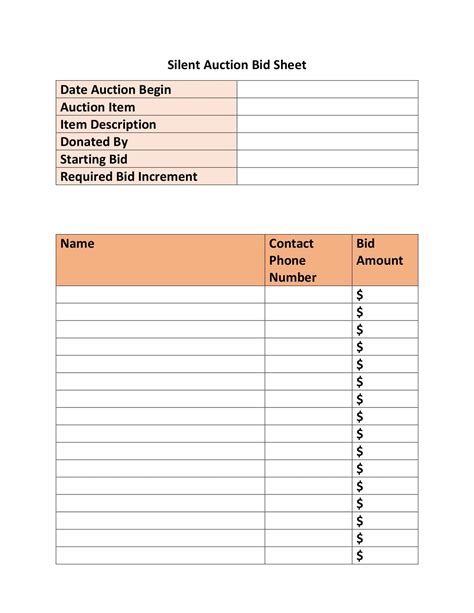 Silent Auction Template Example 7