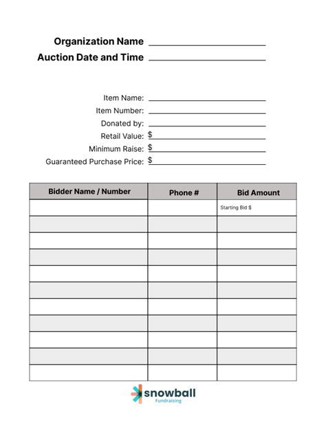 Creating a Silent Auction Template in Google Docs