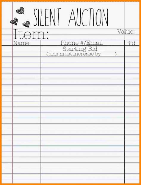 Silent Auction Templates Free